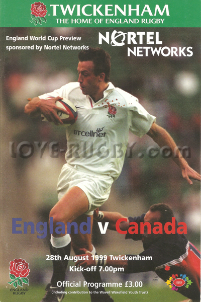 1999 England v Canada  Rugby Programme