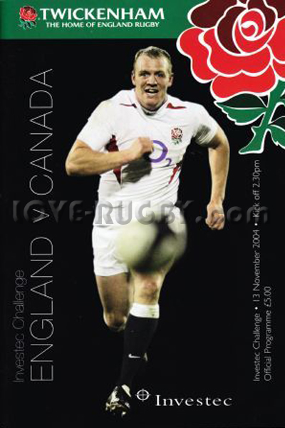 2004 England v Canada  Rugby Programme