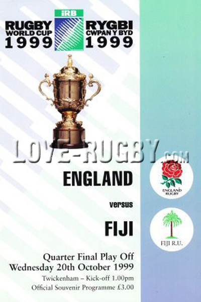 1999 England v Fiji  Rugby Programme