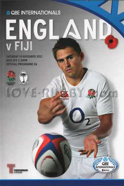 2012 England v Fiji  Rugby Programme