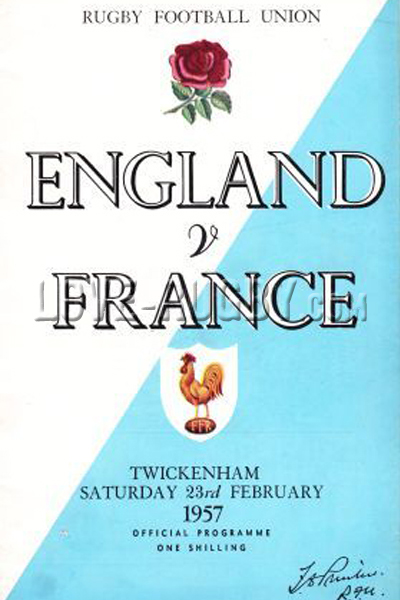 1957 England v France  Rugby Programme