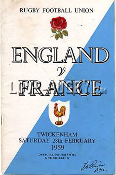 1959 England v France  Rugby Programme