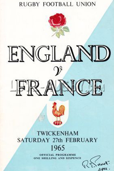 1965 England v France  Rugby Programme