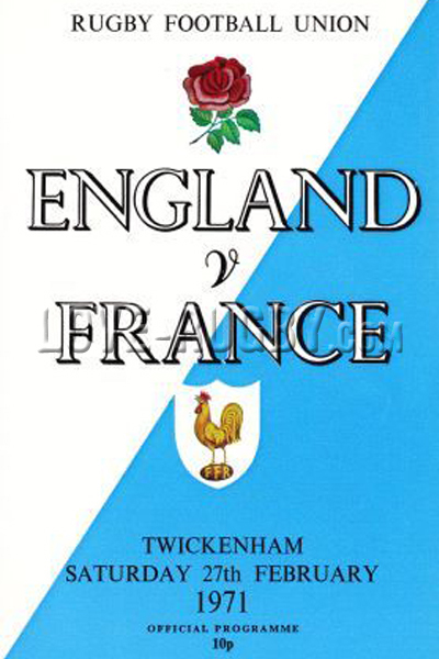 1971 England v France  Rugby Programme