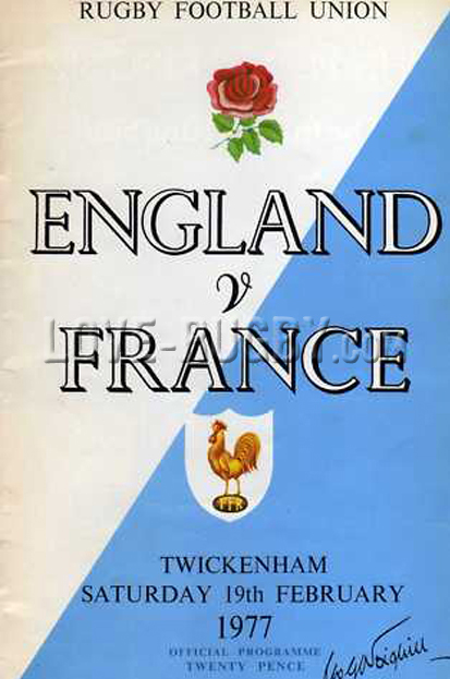 1977 England v France  Rugby Programme