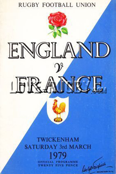 1979 England v France  Rugby Programme