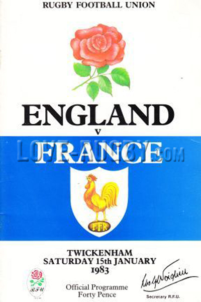 1983 England v France  Rugby Programme