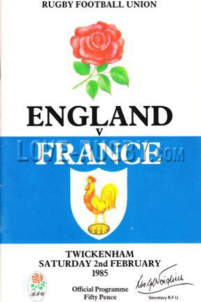 1985 England v France  Rugby Programme
