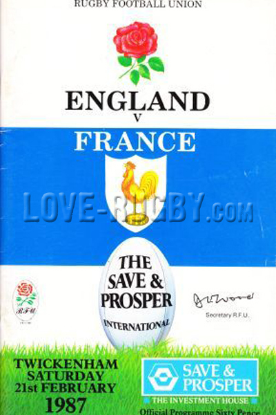 1987 England v France  Rugby Programme