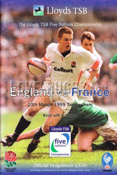 1999 England v France  Rugby Programme