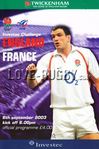 2003 England v France  Rugby Programme