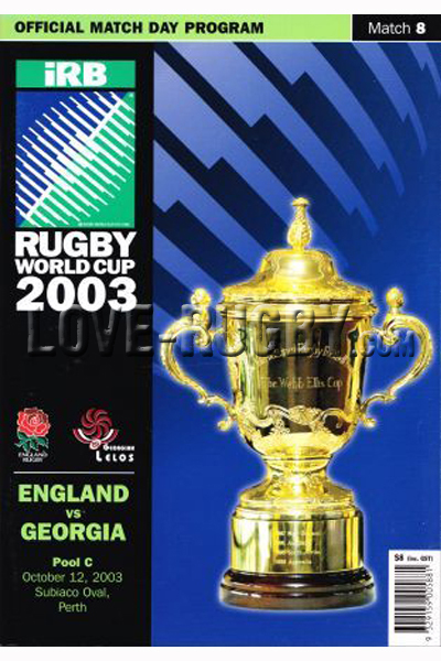 2003 England v Georgia  Rugby Programme