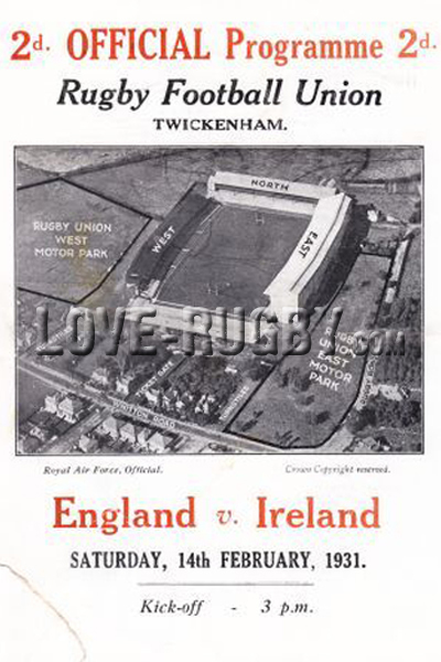 1931 England v Ireland  Rugby Programme