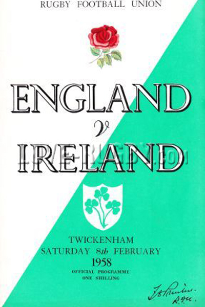 1958 England v Ireland  Rugby Programme