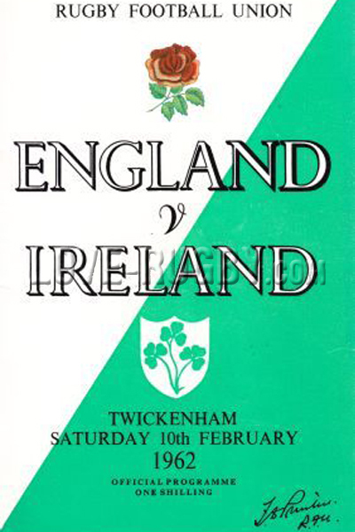 1962 England v Ireland  Rugby Programme