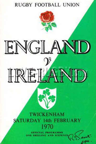 1970 England v Ireland  Rugby Programme
