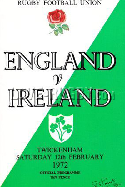 1972 England v Ireland  Rugby Programme