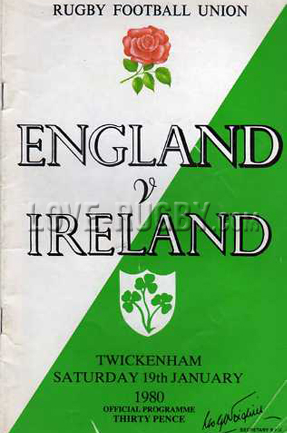 1980 England v Ireland  Rugby Programme