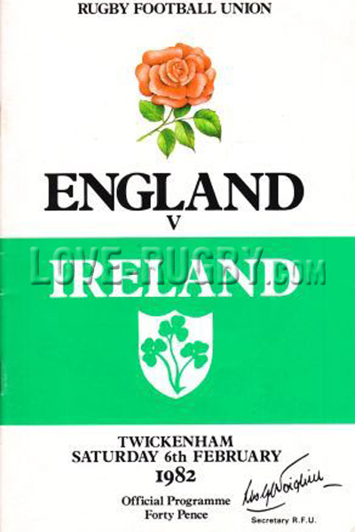 1982 England v Ireland  Rugby Programme