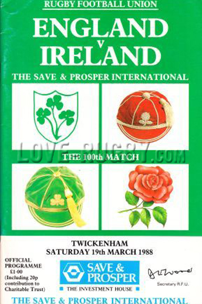 1988 England v Ireland  Rugby Programme