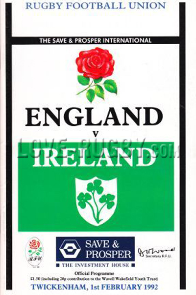 England Ireland 1992 memorabilia