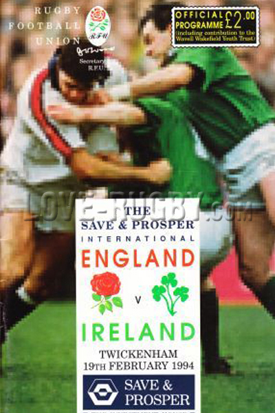 1994 England v Ireland  Rugby Programme