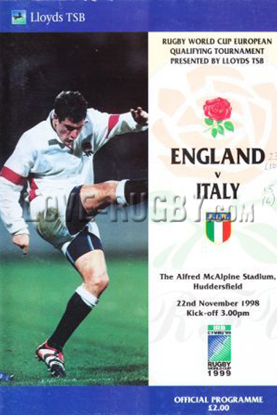 1998 England v Italy  Rugby Programme