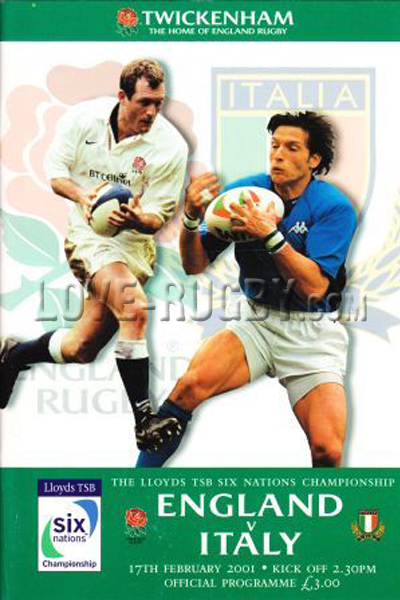 2001 England v Italy  Rugby Programme
