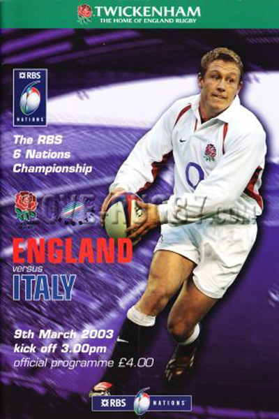 2003 England v Italy  Rugby Programme