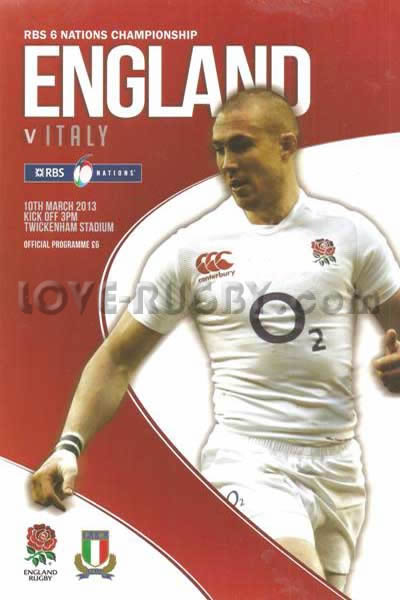 2013 England v Italy  Rugby Programme