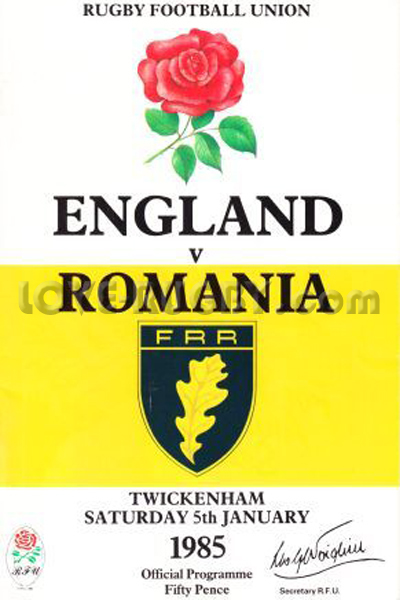 1985 England v Romania  Rugby Programme