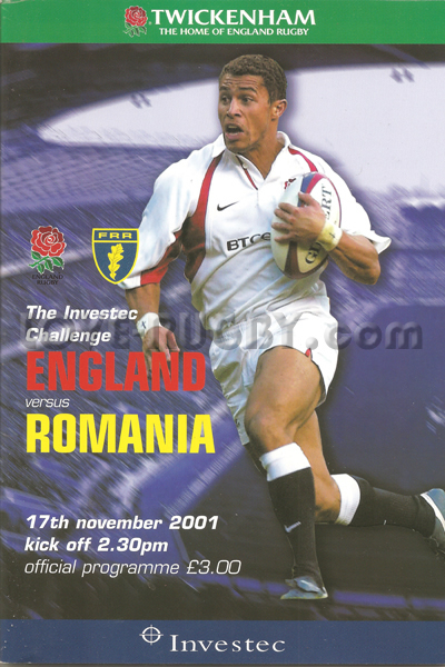 2001 England v Romania  Rugby Programme