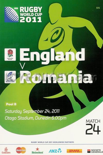2011 England v Romania  Rugby Programme