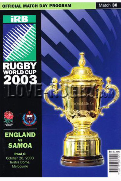 2003 England v Samoa  Rugby Programme