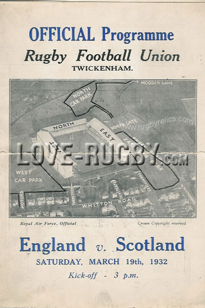 1932 England v Scotland  Rugby Programme