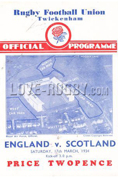 1934 England v Scotland  Rugby Programme