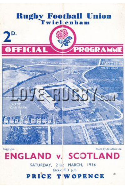 1936 England v Scotland  Rugby Programme