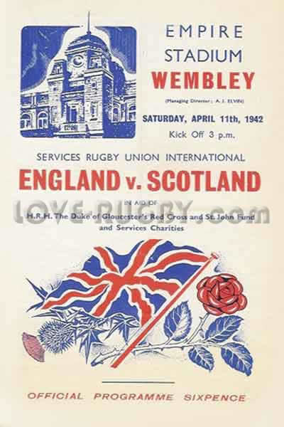 1942 England v Scotland  Rugby Programme