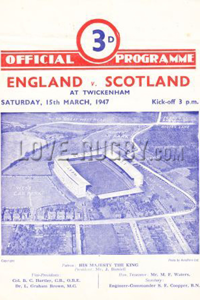 1947 England v Scotland  Rugby Programme