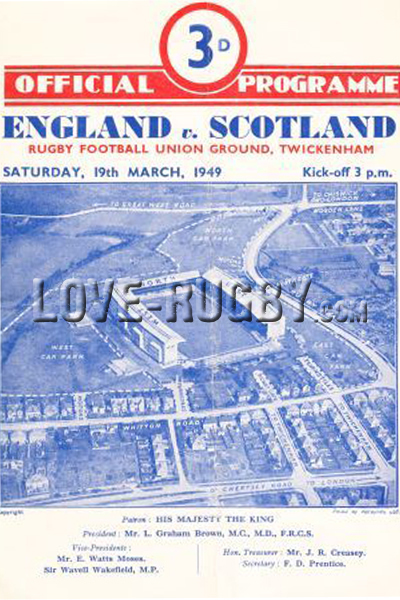 1949 England v Scotland  Rugby Programme