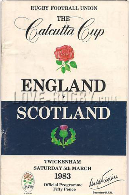 1983 England v Scotland  Rugby Programme