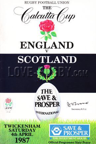 1987 England v Scotland  Rugby Programme