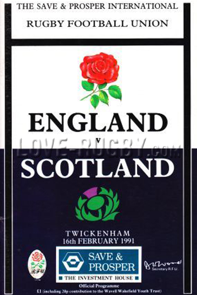 1991 England v Scotland  Rugby Programme