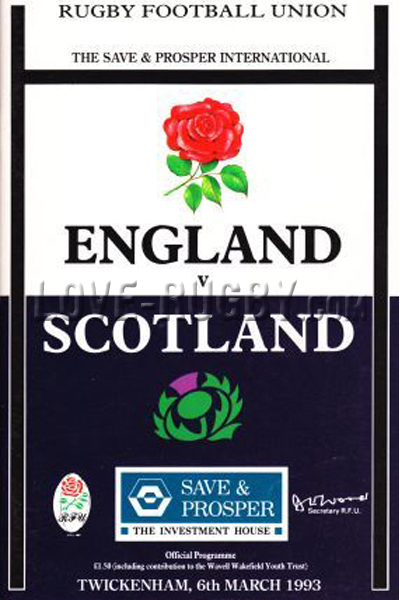 1993 England v Scotland  Rugby Programme