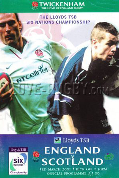 2001 England v Scotland  Rugby Programme