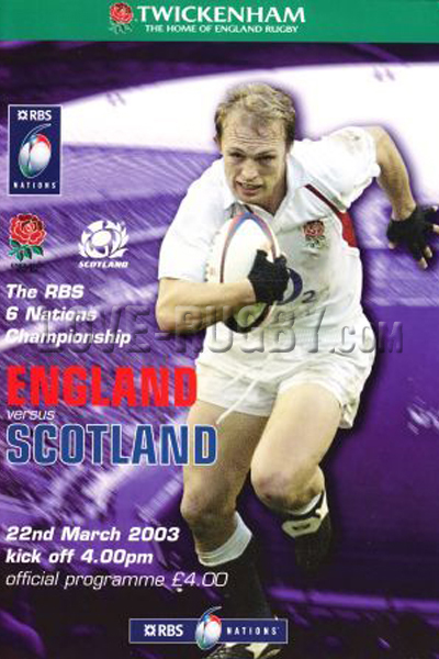 2003 England v Scotland  Rugby Programme