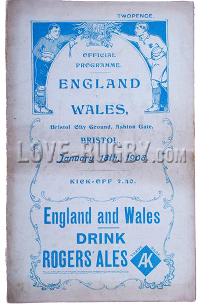 1908 England v Wales  Rugby Programme