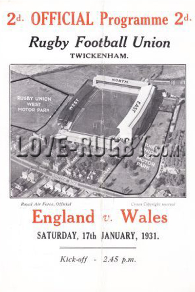 1931 England v Wales  Rugby Programme