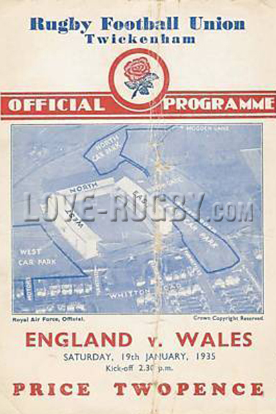 1935 England v Wales  Rugby Programme