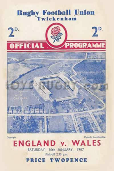 1937 England v Wales  Rugby Programme